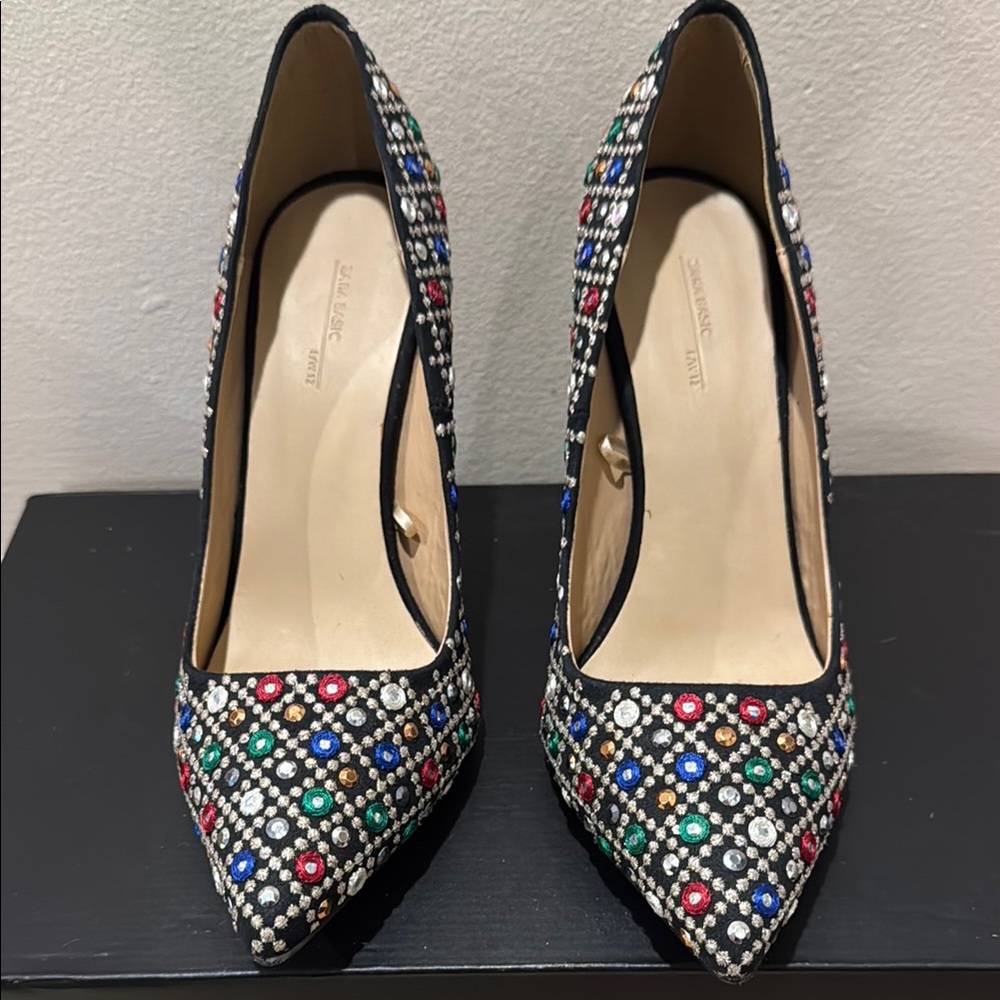Zara Red and Blue Stiletto Heels EUC